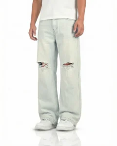 Ice Blue Rugged Baggy Jeans